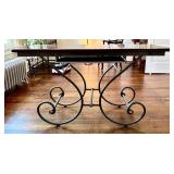 UP3 - Iron Scroll Console Table - Wood Top, Metal Base