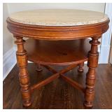 UP3 - Milling Road End Table - Travertine Top on Antique Pine Base