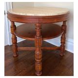 UP3 - Milling Road End Table - Travertine Top on Antique Pine Base