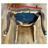 UP3 - Vintage Cane-Back Arm Chair with Maroon Upholstery