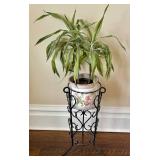 UP3 - Dracaena Warneckii Plant in 6” Pot on Decorative Iron Plant Stand