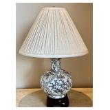 UBR2 - Pair of Porcelain Table Lamps with Fabric Shades