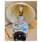 UBR2 - Pair of Porcelain Table Lamps with Fabric Shades