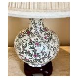 UBR2 - Pair of Porcelain Table Lamps with Fabric Shades