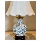 UBR2 - Pair of Porcelain Table Lamps with Fabric Shades
