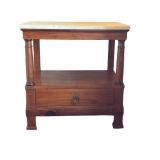 UBR2 - Milling Road End Table by Brewster & Stroud - Travertine Top, Antique Pine