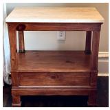 UBR2 - Milling Road End Table by Brewster & Stroud - Travertine Top, Antique Pine