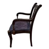 Regency Style Chair with Carved Back and Lattice Splats - Navy Upholstery