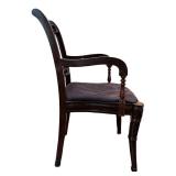 Regency Style Chair with Carved Back and Lattice Splats - Navy Upholstery