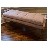 UBR1 - TOV Furniture Eileen Slub Velvet Bench - Pink Velvet with Gold Legs
