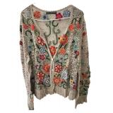 UBR1 - Peruvian Connection Embroidered Crochet Cardigan XL