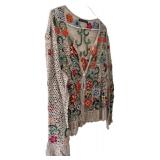 UBR1 - Peruvian Connection Embroidered Crochet Cardigan XL