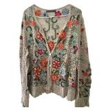 UBR1 - Peruvian Connection Embroidered Crochet Cardigan XL