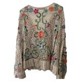 UBR1 - Peruvian Connection Embroidered Crochet Cardigan XL