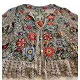UBR1 - Peruvian Connection Embroidered Crochet Cardigan XL
