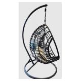 G - Hanging Wicker Egg Chair with Steel Stand - Indoor/Outdoor, Includes 2 Pillows