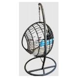 G - Hanging Wicker Egg Chair with Steel Stand - Indoor/Outdoor, Includes 2 Pillows