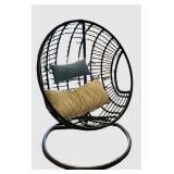 G - Hanging Wicker Egg Chair with Steel Stand - Indoor/Outdoor, Includes 2 Pillows