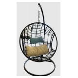 G - Hanging Wicker Egg Chair with Steel Stand - Indoor/Outdoor, Includes 2 Pillows
