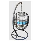 G - Hanging Wicker Egg Chair with Steel Stand - Indoor/Outdoor, Includes 2 Pillows