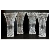 K - Bombay Clear Glass Diamond and Leaf Pattern Vases (Lot of 4)