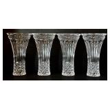 K - Bombay Clear Glass Diamond and Leaf Pattern Vases (Lot of 4)