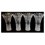 K - Bombay Clear Glass Diamond and Leaf Pattern Vases (Lot of 4)