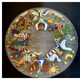 K - Campbell Forrtc Fused Glass Plate - Holiday Motif