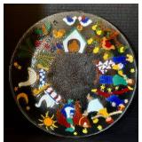 K - Campbell Forrtc Fused Glass Plate - Holiday Motif
