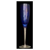 K - Blue Flute Champagne Glasses Set of 6 - 10 in Tall with Clear Stems
