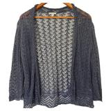 UBR1 - Peruvian Connection Cardigans - Blue Lace Knit & Black Button Front Lace - Large (2 Pieces)