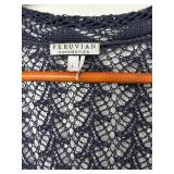 UBR1 - Peruvian Connection Cardigans - Blue Lace Knit & Black Button Front Lace - Large (2 Pieces)