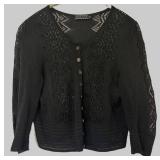 UBR1 - Peruvian Connection Cardigans - Blue Lace Knit & Black Button Front Lace - Large (2 Pieces)