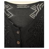 UBR1 - Peruvian Connection Cardigans - Blue Lace Knit & Black Button Front Lace - Large (2 Pieces)