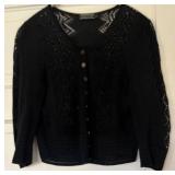 UBR1 - Peruvian Connection Cardigans - Blue Lace Knit & Black Button Front Lace - Large (2 Pieces)