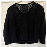 UBR1 - Peruvian Connection Cardigans - Blue Lace Knit & Black Button Front Lace - Large (2 Pieces)