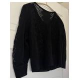 UBR1 - Peruvian Connection Cardigans - Blue Lace Knit & Black Button Front Lace - Large (2 Pieces)