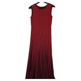 UBR1 - Peruvian Connection Sleeveless Knit Maxi Dress - Red and Black Stripes - XL
