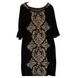 UBR1 - Peruvian Connection Black Damask Knit Dress - Size Large