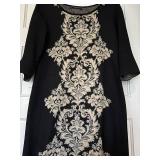 UBR1 - Peruvian Connection Black Damask Knit Dress - Size Large