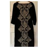 UBR1 - Peruvian Connection Black Damask Knit Dress - Size Large