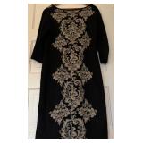 UBR1 - Peruvian Connection Black Damask Knit Dress - Size Large
