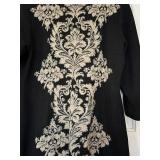 UBR1 - Peruvian Connection Black Damask Knit Dress - Size Large
