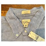 UBR1 - J.Crew Classic Irish Linen Short Sleeve Shirt M - Floral Print Slim Button-Down Shirt M