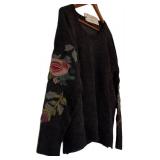 UBR1 - Peruvian Connection XL Folkloric Pullover - Embroidered Sleeve Knit Sweater