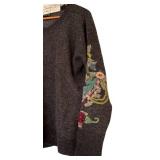 UBR1 - Peruvian Connection XL Folkloric Pullover - Embroidered Sleeve Knit Sweater