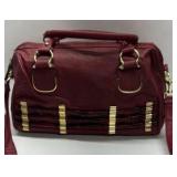 Rampage Red Satchel Handbag Gold Hardware Shoulder Purse Multi Zip