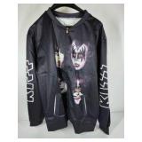 KISS Band Bomber Jacket Black Zip Up Graphic Logo Lightweight XXL