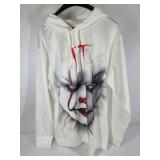 IT Pennywise Graphic Hoodie White Horror Clown Pullover Sweatshirt 2XL