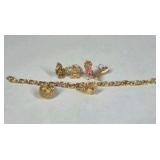 Gold Tone Charm Bracelet Owl Chair Telephone Figural Dangle Jewelry